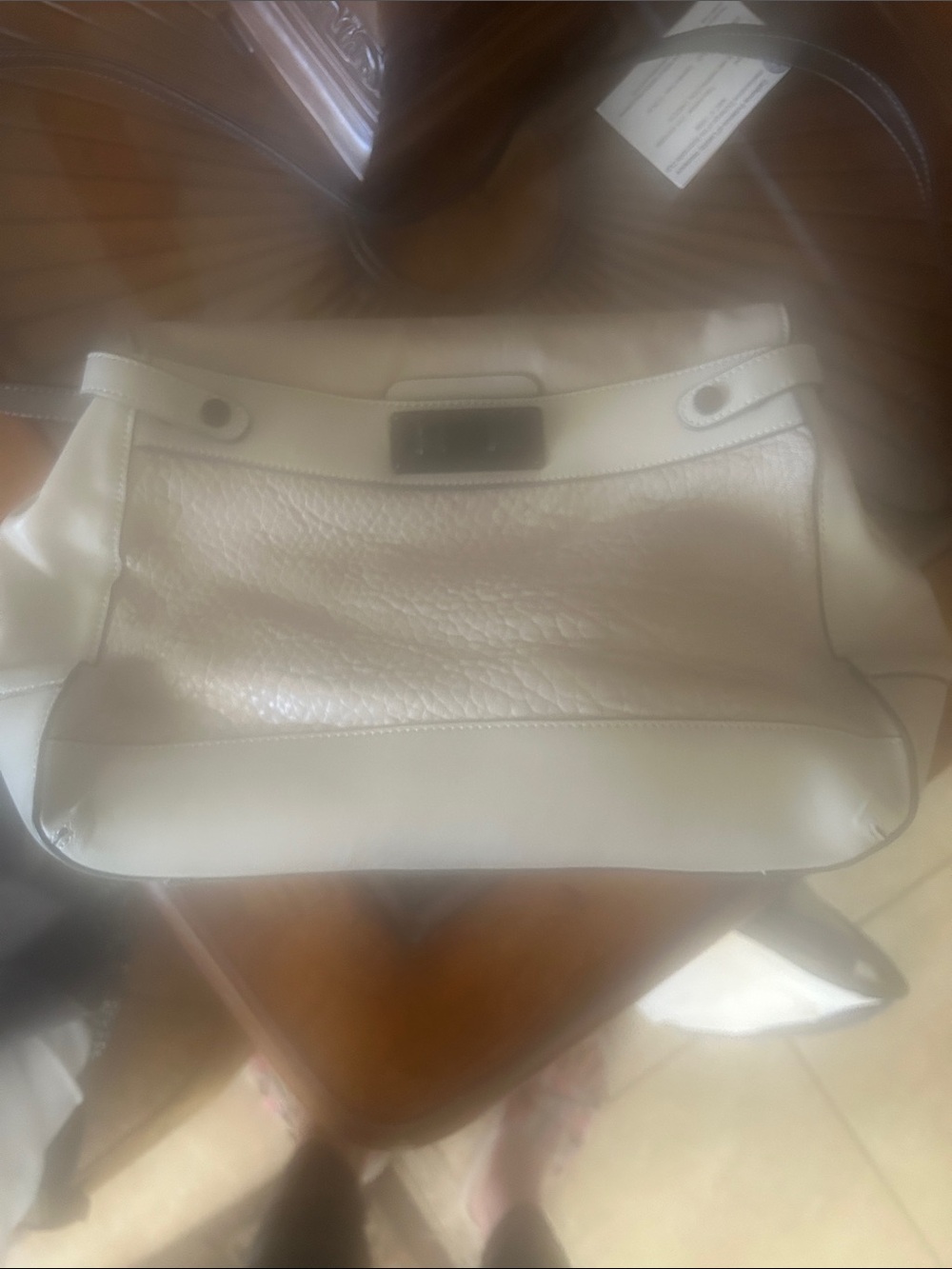 BCBGMaxAzria Cream Leather Shoulder Bag